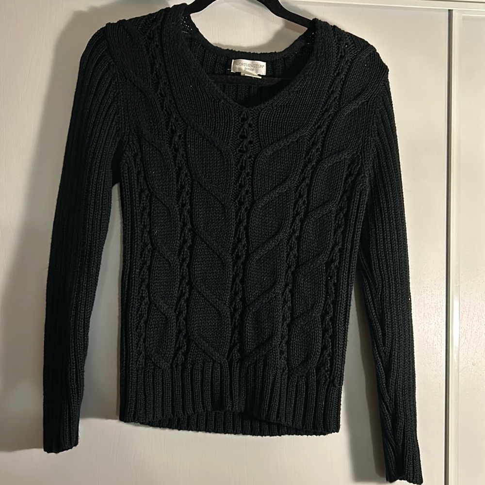 Worthington V-neck Cable Sweater - Picture 1 of 4